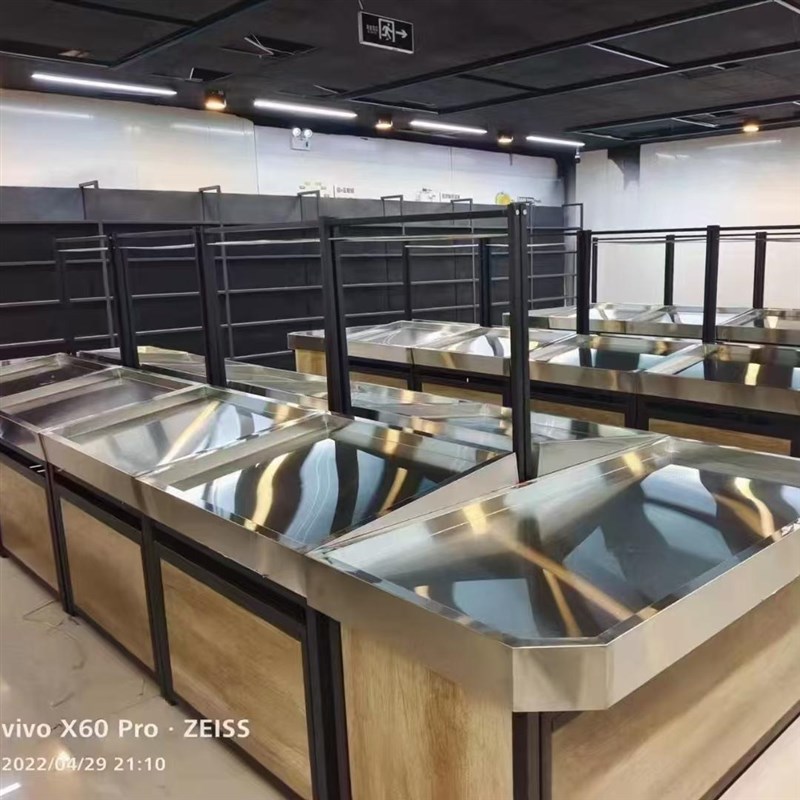 超市果蔬货架展示架生鲜多层水果中岛架子水果店双层蔬菜陈列货架