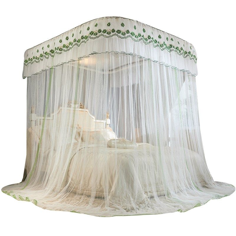 导轨蚊帐家用u型轨道2021新款加厚加密高级卧室公主风落地免安装