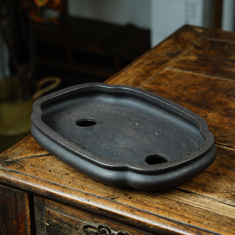 玖紫轩精品海棠盆景花盆长方古典假山绿植浅形菖蒲苔藓桌面手工盆