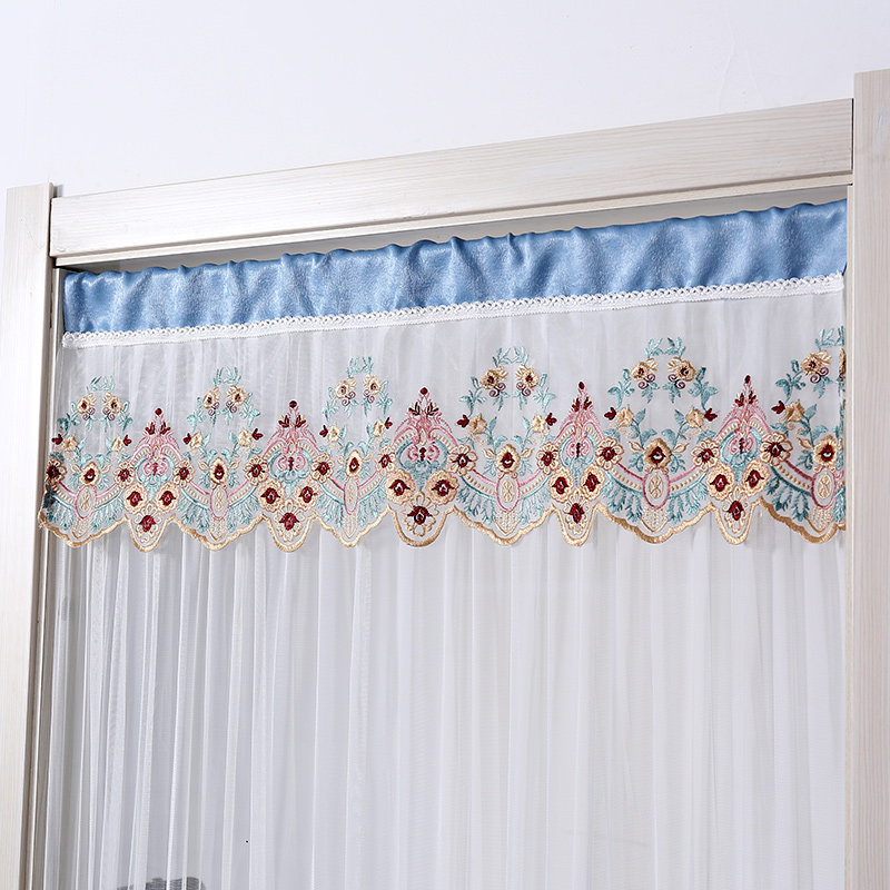 送杆 夏季纱门帘防蚊纱帘布艺田园隔断帘卧室厨房卫生间蕾丝门帘