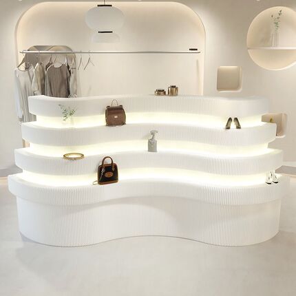 多功能长条展台可移动商场展览会商品陈列展示架可调节折叠展台