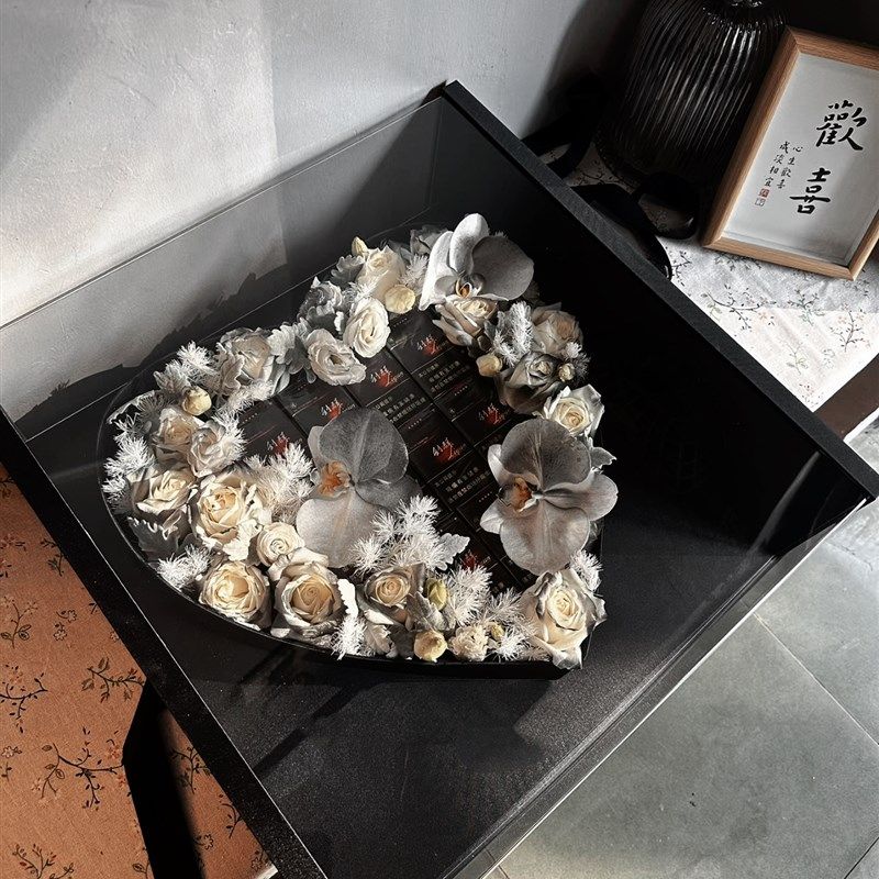 大号亚克力鲜花永生花包装盒礼盒 适合diy放烟送男友女生爱心花盒