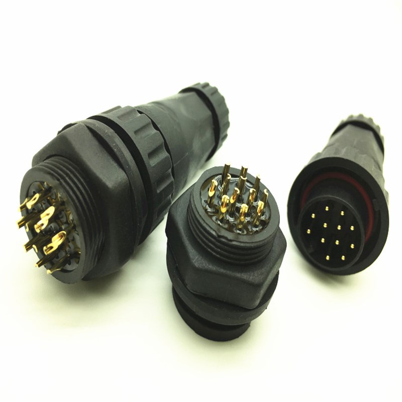 LLT利路通 M22-12芯公针面板后装快卡式防水连接器仪器仪表插头