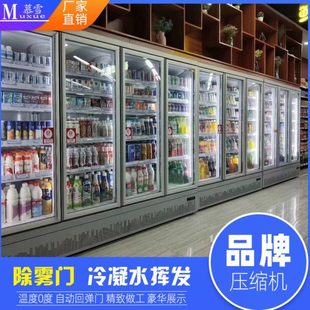 大超市饮料展示柜风冷无霜玻璃门立式冷柜带发热除雾门冷风机