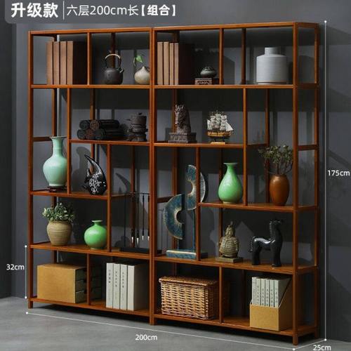 楠竹博古架摆件展示柜茶具储物陈列柜客厅隔断茶叶收纳置物架【2