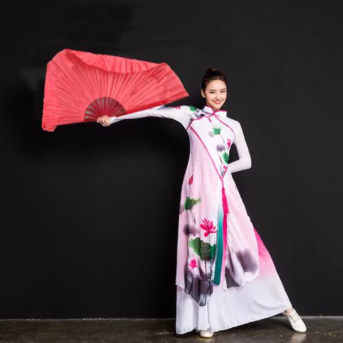 舞蹈扇木兰扇广场舞双扇晨练塑料扇骨秧歌扇右手民族舞