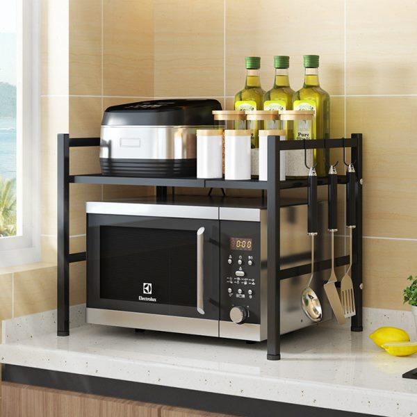 工厂厨房伸缩微波炉置物架落地多功能双层收纳架放烤箱调味料,厨房/烹饪用具,微波炉置物架,淘宝优惠券,粉丝福利购,淘宝优惠卷