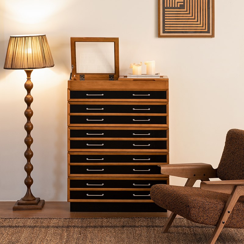 生野安室法式中古风五斗柜卧室储物柜实木床头斗柜客厅靠墙收纳柜