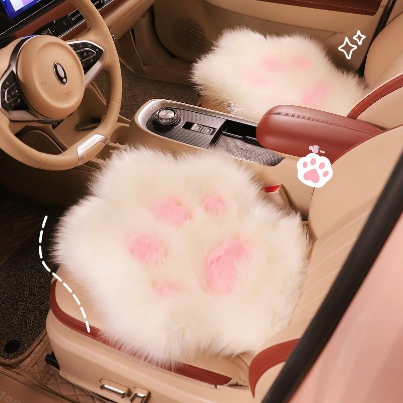 冬季长毛绒汽车坐垫无靠背棉垫防滑座垫车垫免捆绑通用三件套卡通