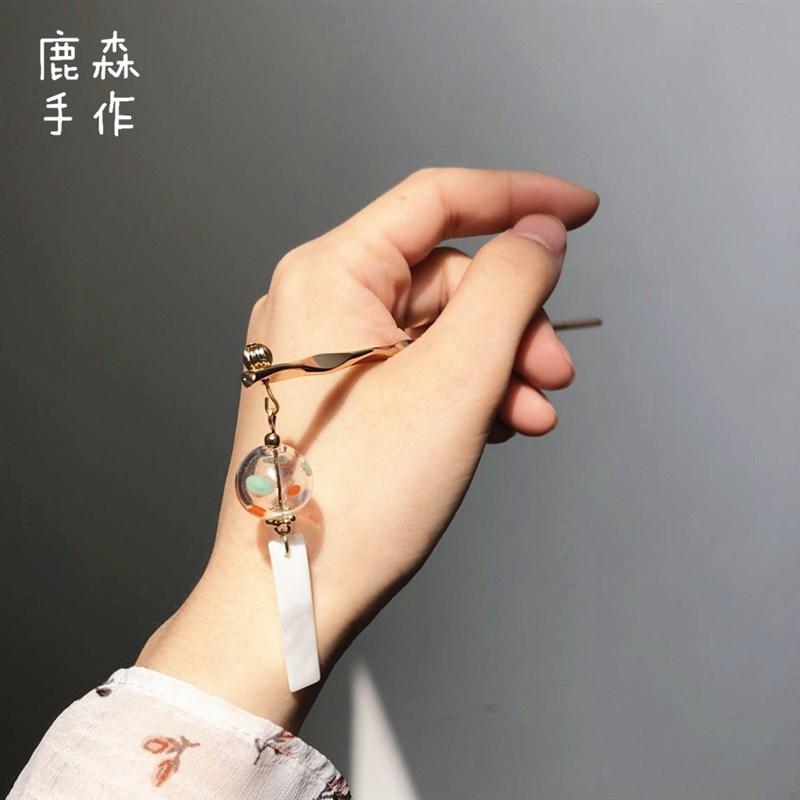 【听风】可盘发 鹿n森手作 日系风铃发簪可爱昭和风复古步摇簪子
