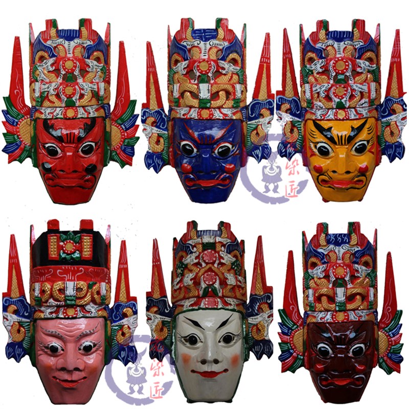 安顺脸子 地戏面具 傩戏面具 舞台表演道H具 三国人物面具 高32cm