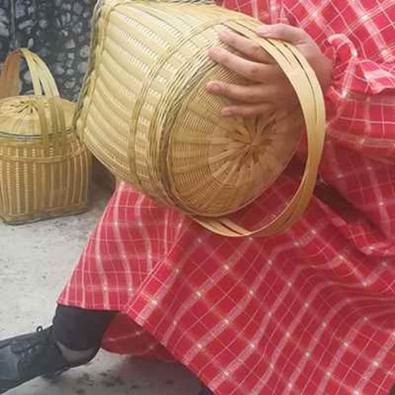 贵州省民间特色优质竹编手工提篮子G复古茶叶收纳筐竹制品蛋篓o