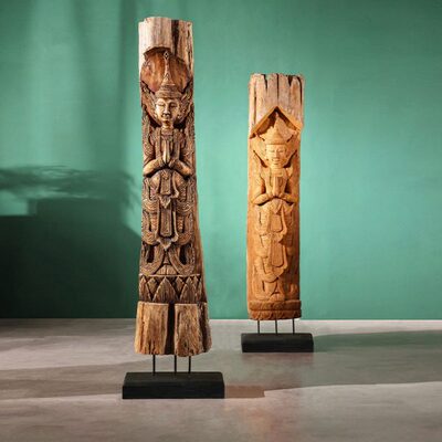 泰吉利泰式人物木雕东南亚风格手工大型落地摆件复古泰佛装饰摆设