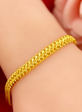 日韩时尚女款细沙金手链x简约大方金蜈蚣手链纯镀金手饰