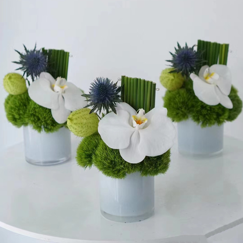 简约现代圆柱直筒白色o玻璃花瓶室内桌面商业接待摆台插花装饰摆