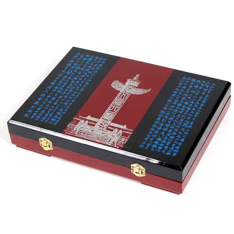 供应初学毛笔木制漆盒文房四宝套装笔墨纸砚