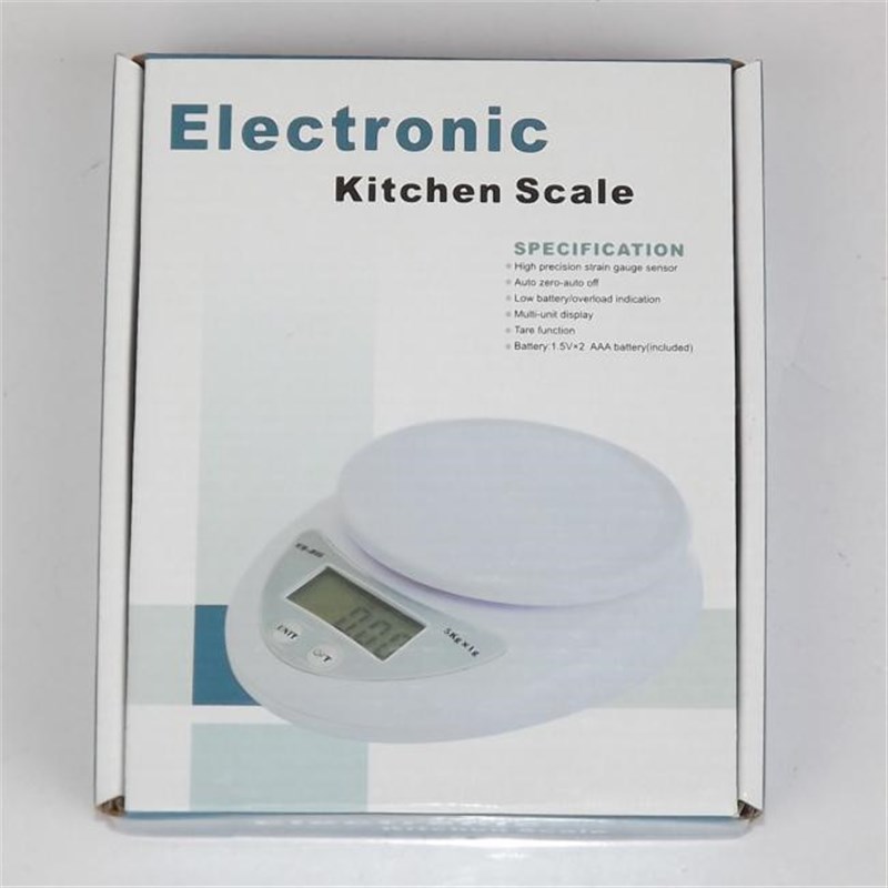 5公斤家用台式电子秤圆形厨y房秤便携式电子称 最小分度值1克