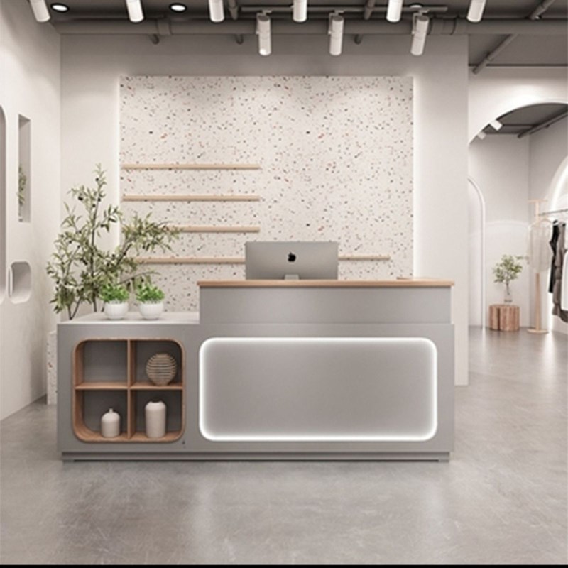 简装约代收银台台店铺小型服现店烤GRA漆转吧角柜台美容院前台接