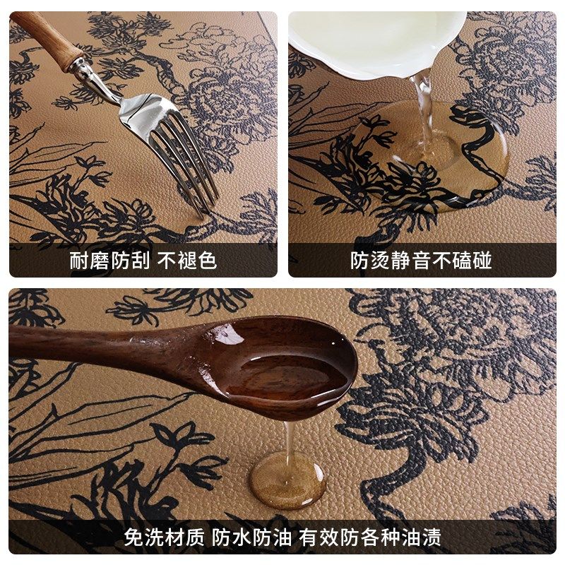 寂枝庄园中古风餐边柜皮革垫电视柜台面保护桌垫长条防水耐脏桌布