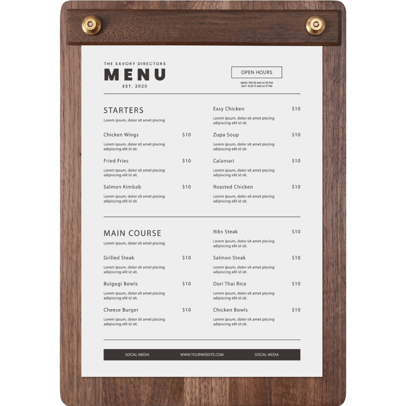 胡桃木菜单夹板立式 实木垫板a4板夹餐厅餐桌木质收银账单买单夹