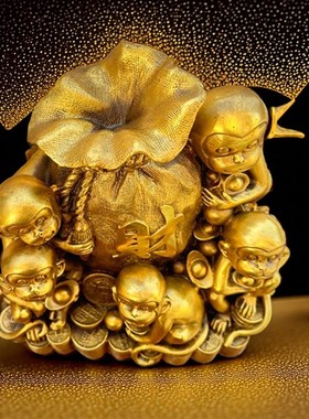 铜猴子 猴子 柜台装饰  前台铜猴摆件 前台装饰品