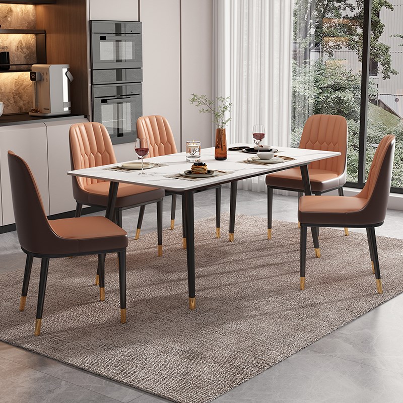 轻奢岩板餐桌椅小户型客厅家用现代简约长方形吃饭桌子2024新款
