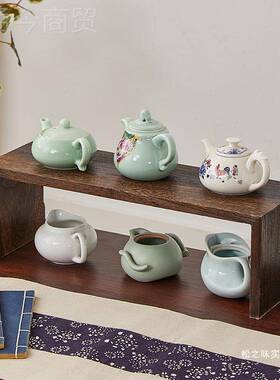 实木桌上小型博架紫砂SRT壶茶茶杯收纳架客厅茶桌古面置室物松具