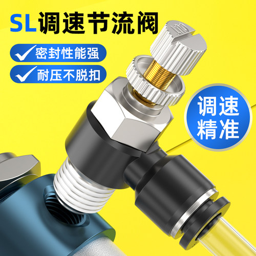 节流阀气动调速阀进气调节阀SL4-m5/6-01/8-02气管接头配件大全