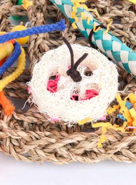 鸟玩草编啃咬攀爬网 鹦鹉草编奇趣具啃咬玩具吊床秋千咬IHE串玩具