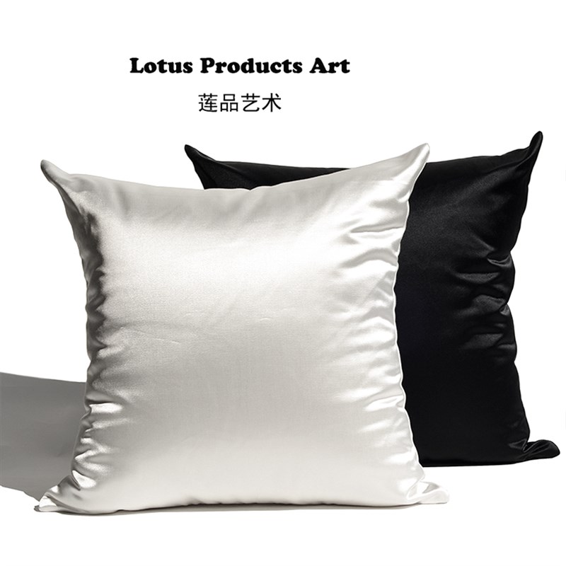 纯色客厅沙发抱枕现代绸缎床头睡觉护腰靠垫靠枕靠背套轻奢不含芯