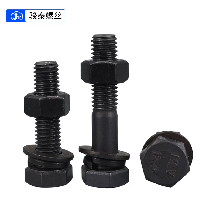 m6m8 12.9级外六角螺丝螺母套装螺杆加硬六角头螺栓平V弹垫组合8m