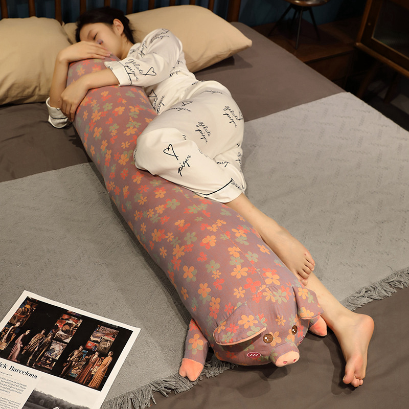 三层纱猪猪长条枕抱枕女生睡觉夹腿床上孕妇枕靠枕侧睡床头大枕头