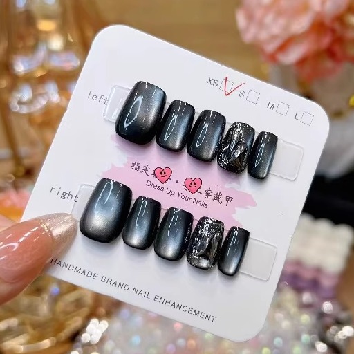 梵甲优品C408炫黑玻璃珠穿戴甲