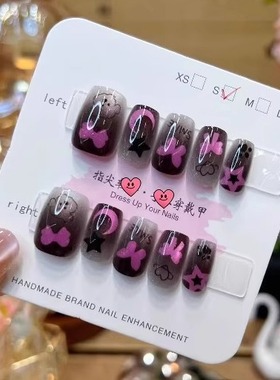 梵甲优品C388卡通涂鸦紫可拆卸穿戴美甲 10片装