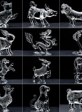 水晶12十二生肖鼠牛虎兔龙蛇马羊猴鸡狗猪客厅工艺礼品摆饰生肖装