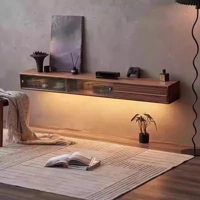 “星幻浮柜”黑胡桃木悬空电视柜悬浮壁挂式小户型电视柜