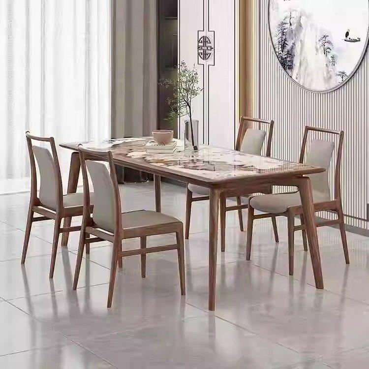 三马家具“潘多拉”北美黑胡桃木岩板餐桌新中式小户型餐桌椅组合,住宅家具,岩板餐桌,淘宝优惠券,粉丝福利购,淘宝优惠卷