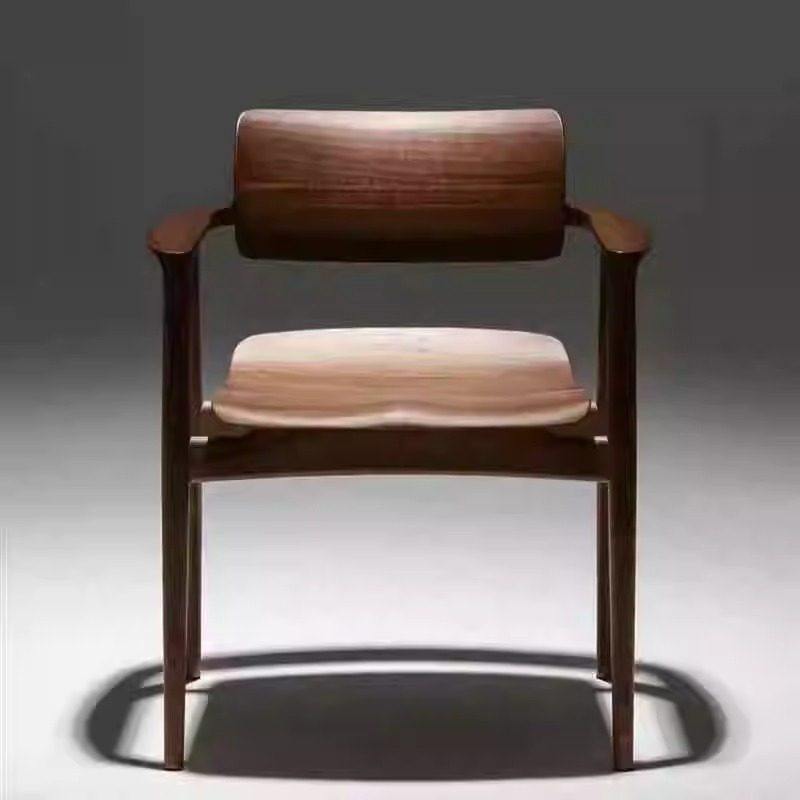 三马家具&ldquo;木川上椅&rdquo;北美黑胡桃木简约休闲椅原木餐椅家用扶手椅