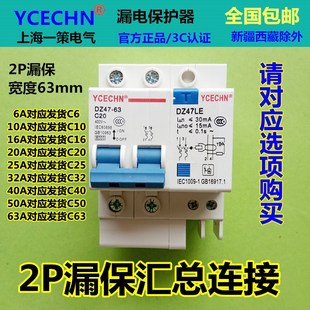 C20过载短路漏电跳闸保护 2P20A漏电保护器 空开断路器带漏保 包邮