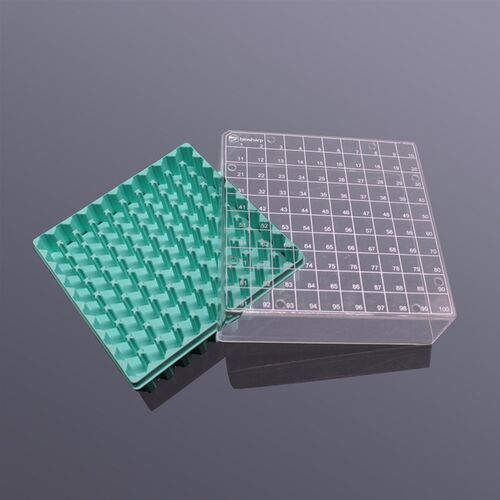 Biosharp白鲨-T142-3-100孔 2ml塑料冻存盒PC淡绿色(PC盖,透明)