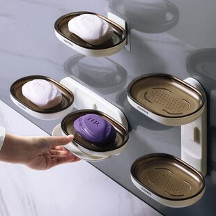 肥皂盒免打孔沥水卫生间双层香皂架吸盘壁挂式创意家用浴室置物架