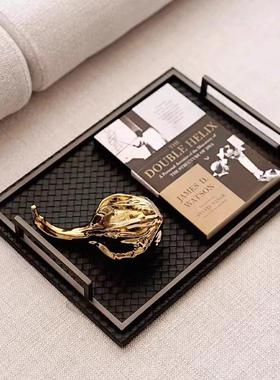 空灵家居现代轻奢样板房装饰品飘窗托盘假书摆件组合软装摆设