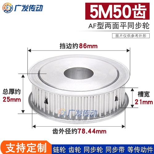 两面平同步轮 5M50齿/5M50T 槽宽21AF型 铝同步皮带轮 内孔8-40mm