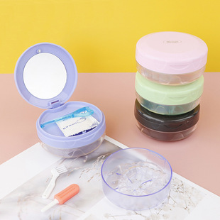 牙套清洗盒 随身带镜牙套收纳盒不漏水双层牙套盒 保持器浸泡盒子