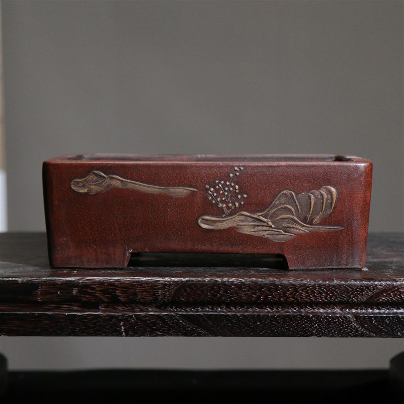 紫砂花盆陶瓷盆景盆马槽盆立壁长方形摹古盆仿古盆觅陶乡仿老盆