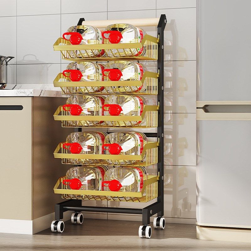 厨房蔬菜置物架收纳家用落地多层储物架小推车移动用品大全金属