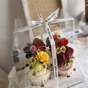 一次性透明蛋糕包装 雪媚娘杯子2粒4 蛋挞小纸杯马芬 12个装 盒子