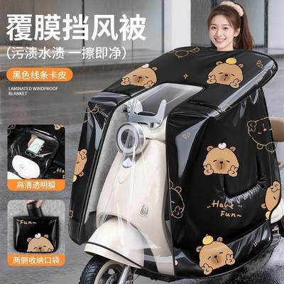 电动车冬季挡风被全新钢化膜款式雨季专属防水防晒