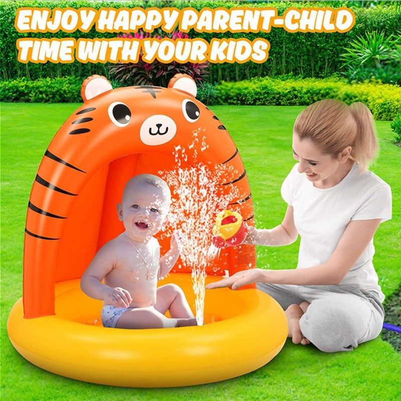 充气遮阳户外老虎喷水池儿童恐龙动物喷水池水池戏加厚跨境