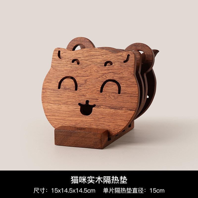创意木质加厚防烫隔热垫餐厅厨房餐桌防滑碗碟杯垫装饰品摆件